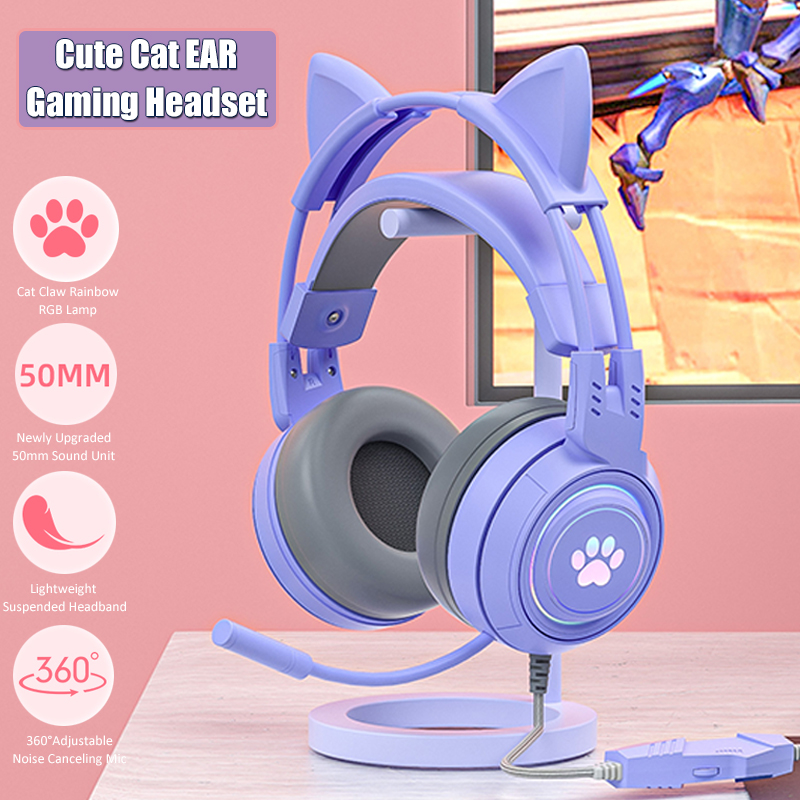 Cute Cat Ear Gaming Headphones - Pc Gaming Y Monitor 评论和价格