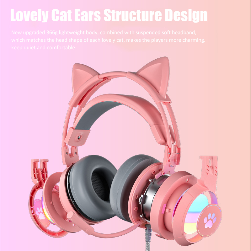 Cute Cat Ear Gaming Headphones - Pc Gaming Y Monitor 评论和价格