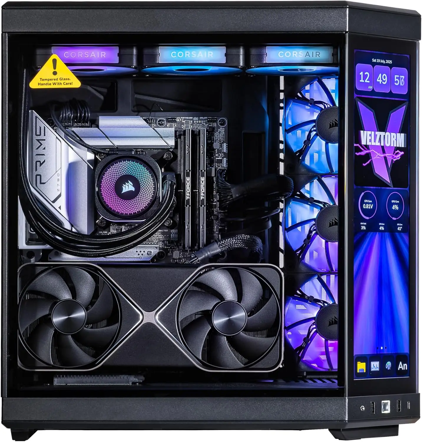 Velztorm LCD Black Praetix Cus - Pc Gaming Y70 评论和价格